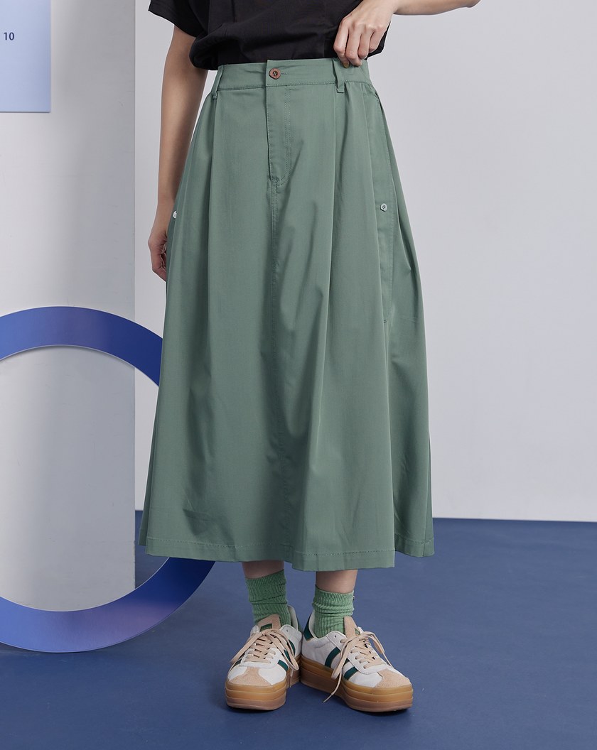 造型大口袋打褶涼感傘裙(兩色)