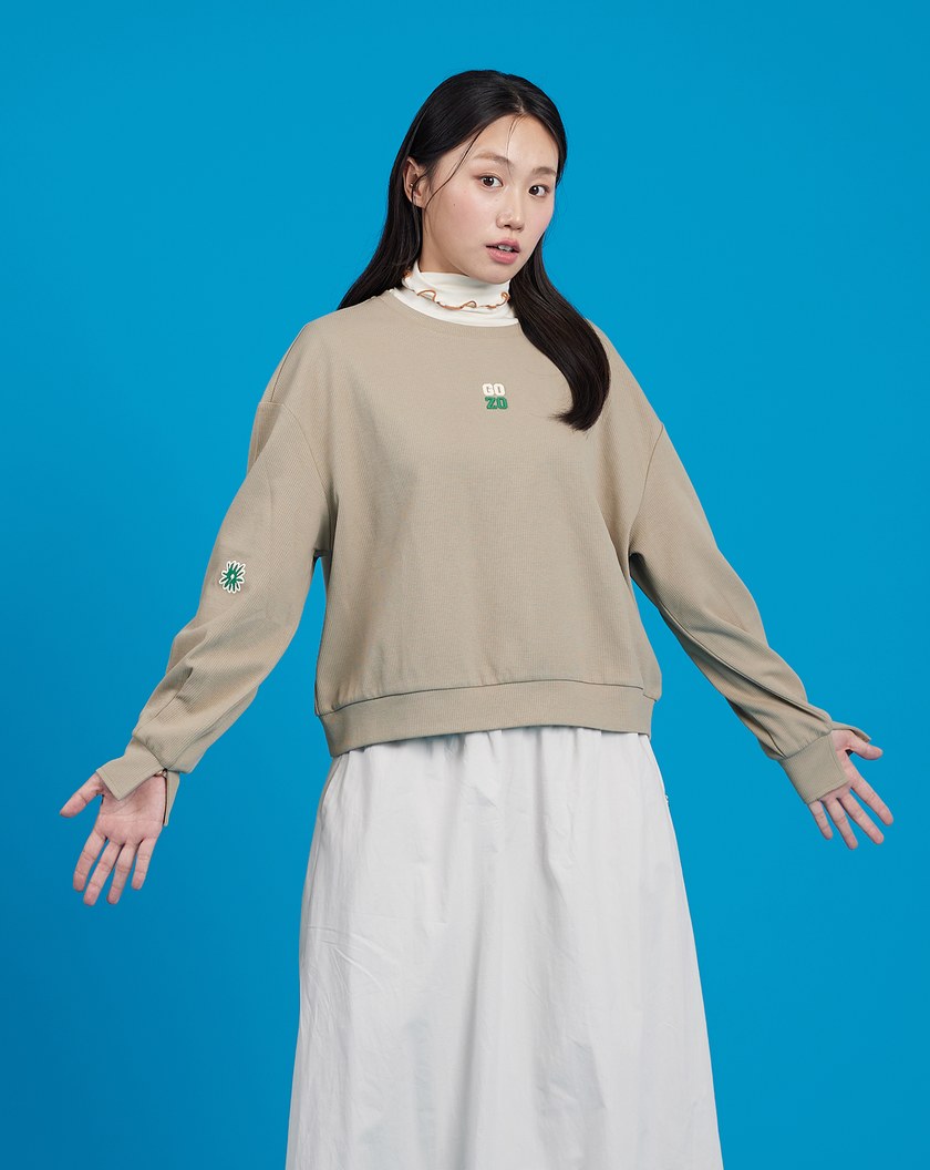 甜點繡花拋拋袖針織大學T(兩色)