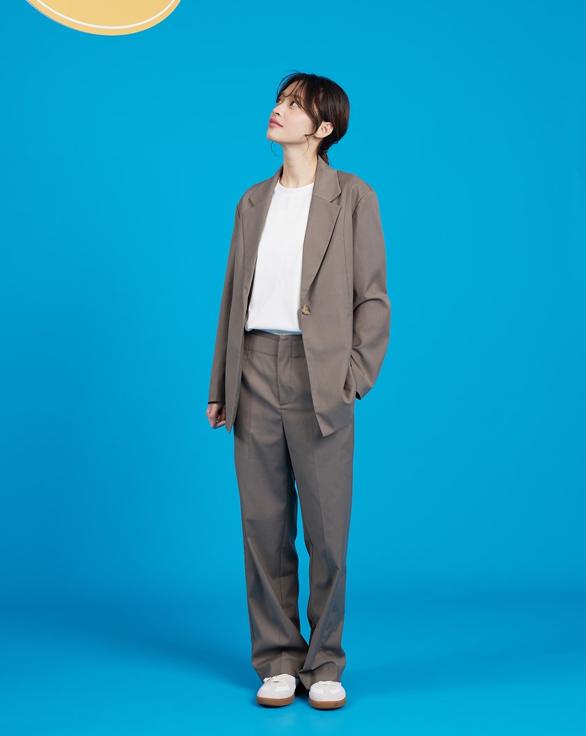 率性單扣大翻領西裝外套(兩色)