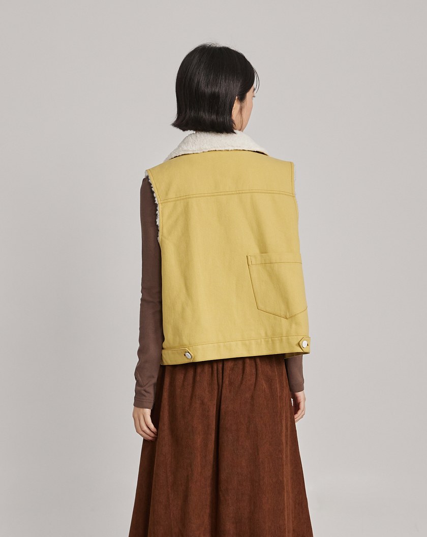 ➤斜紋拼接QQ毛造型背心(兩色)