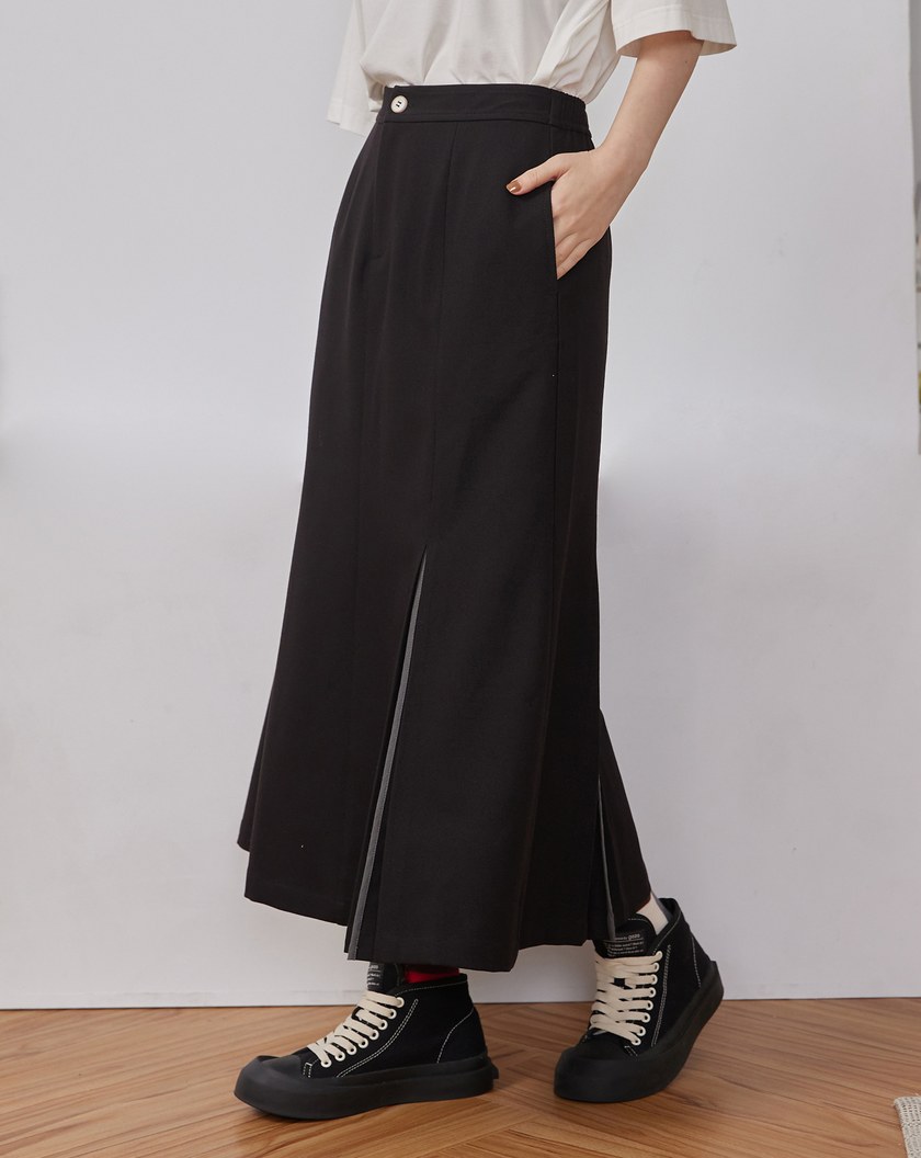 配色邊造型修身魚尾裙(兩色)