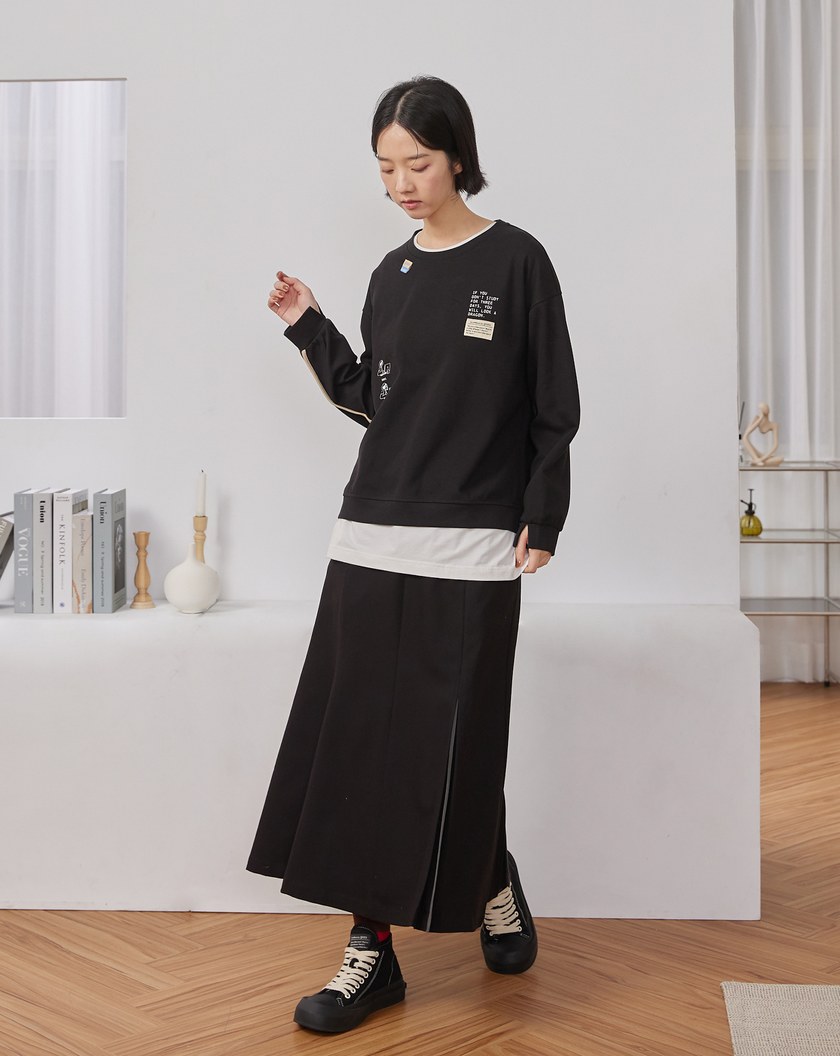 配色邊造型修身魚尾裙(兩色)