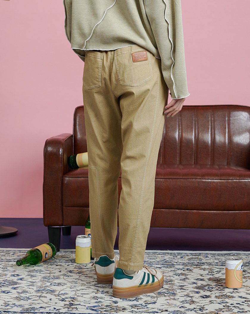 幾何壓線配色合身長褲(兩色)