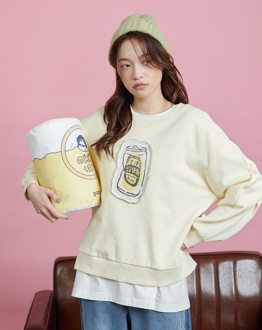 台台啤酒毛衣織片大學T(兩色)