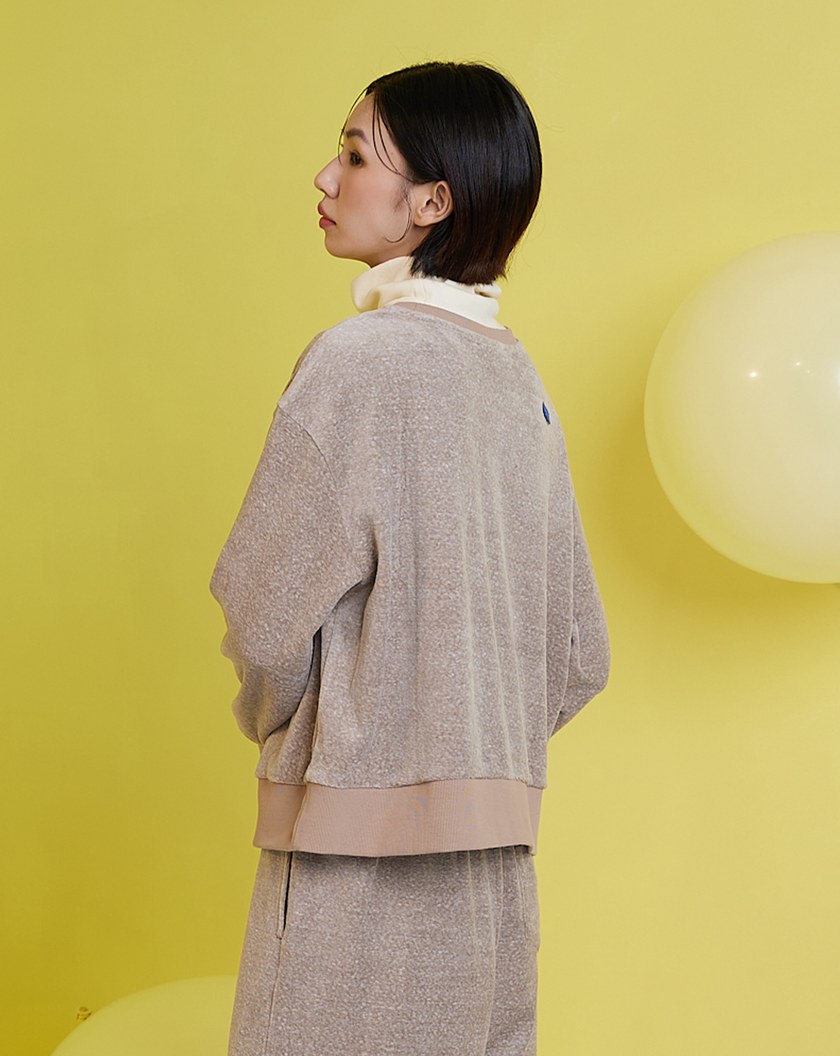 雪花棉絨短版大學T(兩色)