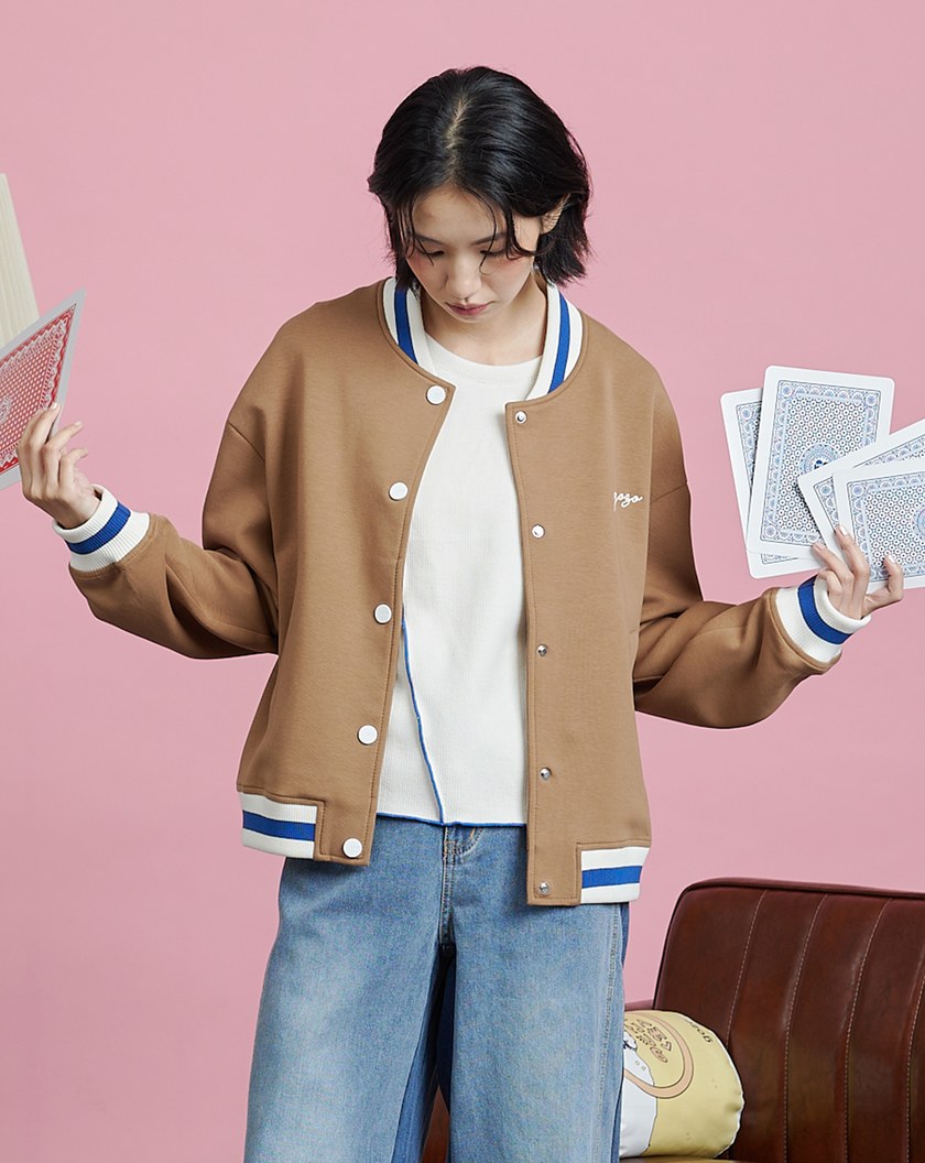 小刺繡太空棉配色棒球外套(兩色)