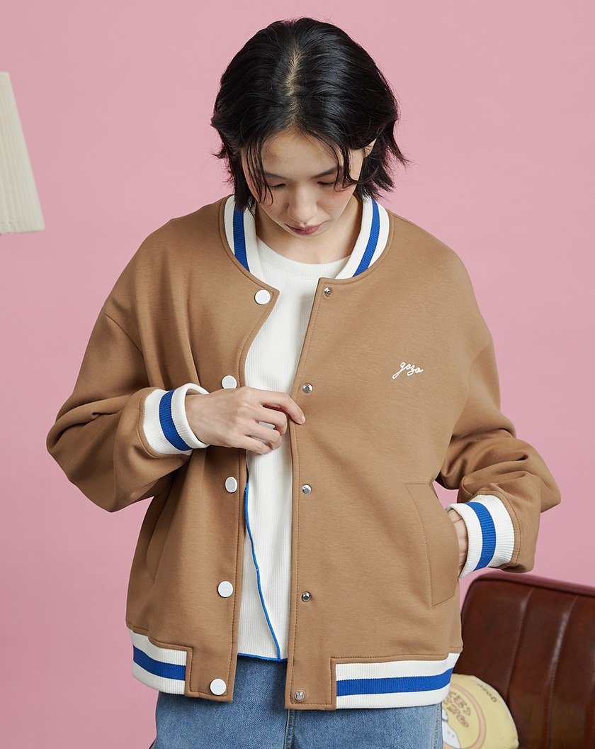 小刺繡太空棉配色棒球外套(兩色)