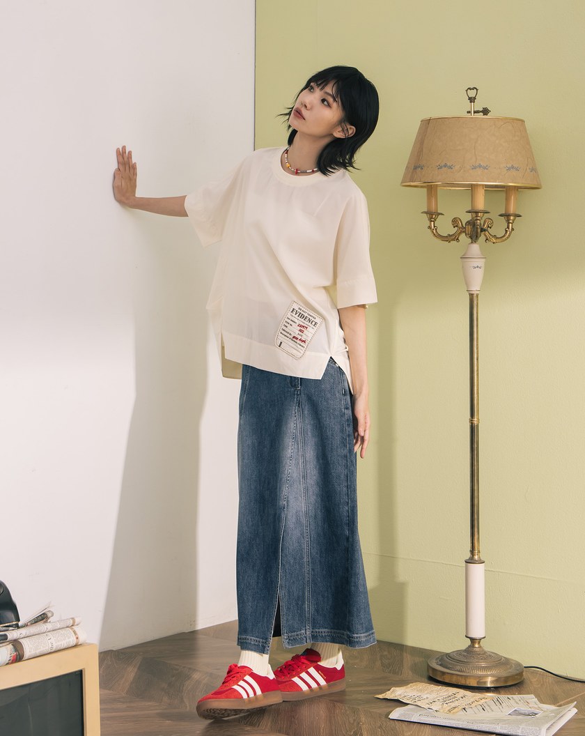 涼感天絲廓型剪裁造型口袋上衣(兩色)