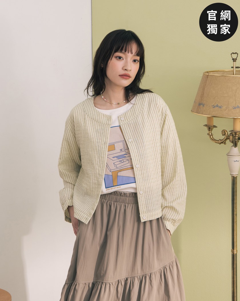 ➤涼感天絲條紋開襟上衣(兩色)