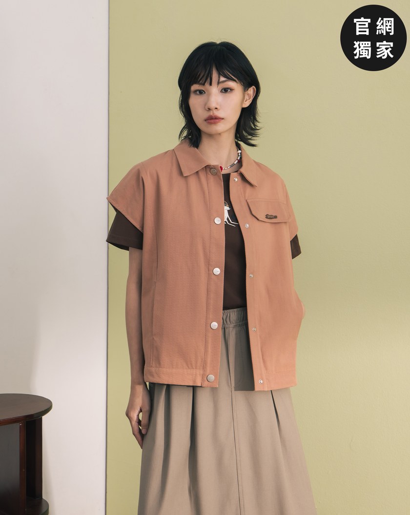 ➤率性剪接口袋落肩襯衫(兩色)