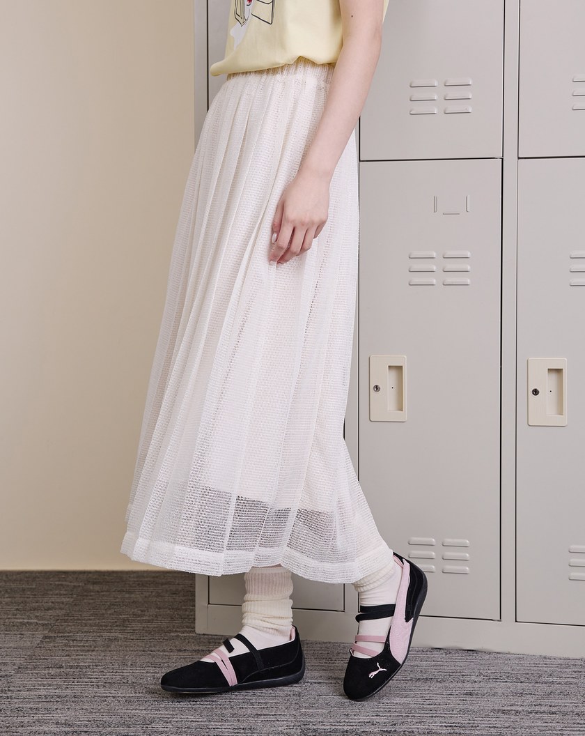➤網紗微透感鬆緊百褶裙(兩色)