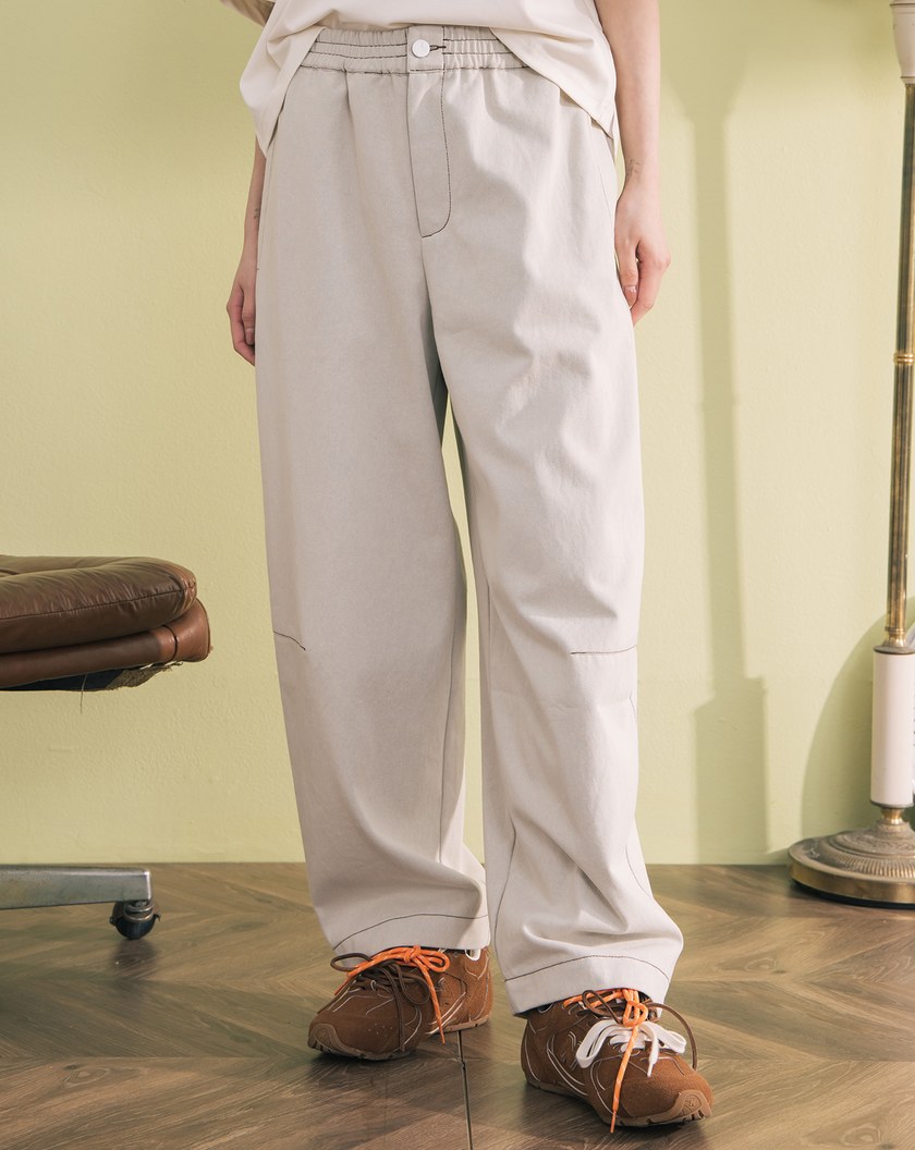 配色造型壓線仿牛仔男友褲(三色)