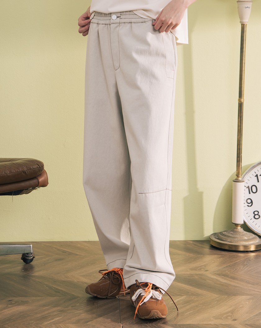 配色造型壓線仿牛仔男友褲(三色)