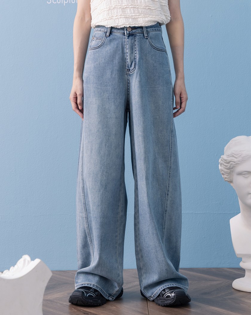 好比例水洗彈性彎刀牛仔褲(兩色)