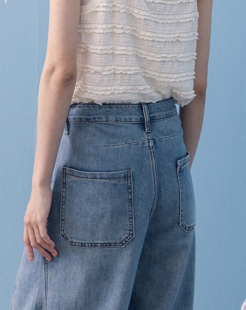 好比例水洗彈性彎刀牛仔褲(兩色)