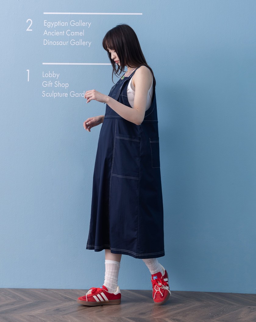 ➤抽繩收腰工裝吊帶裙(兩色)