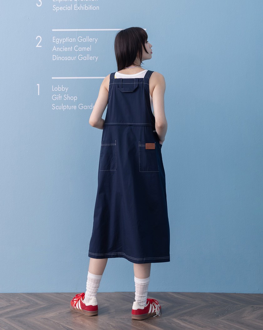➤抽繩收腰工裝吊帶裙(兩色)