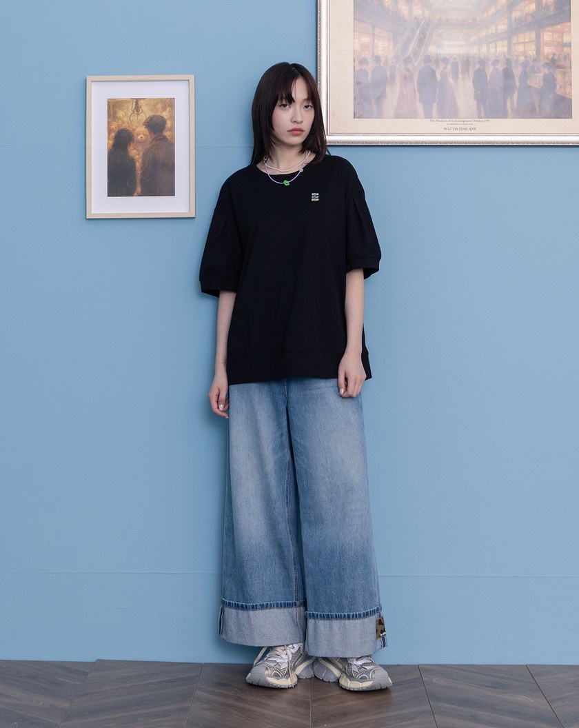 ➤gozo三次方繡花澎袖涼感T恤(三色)