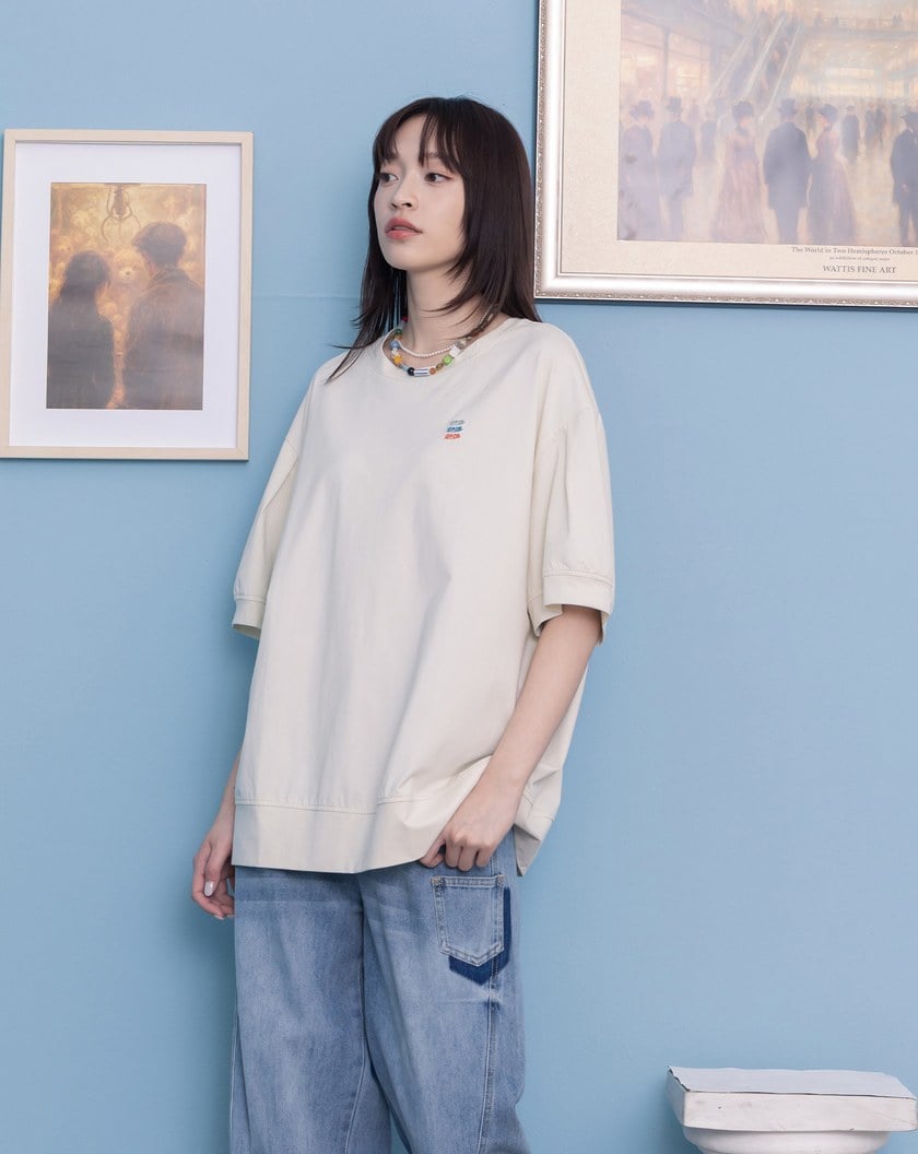 ➤gozo三次方繡花澎袖涼感T恤(三色)