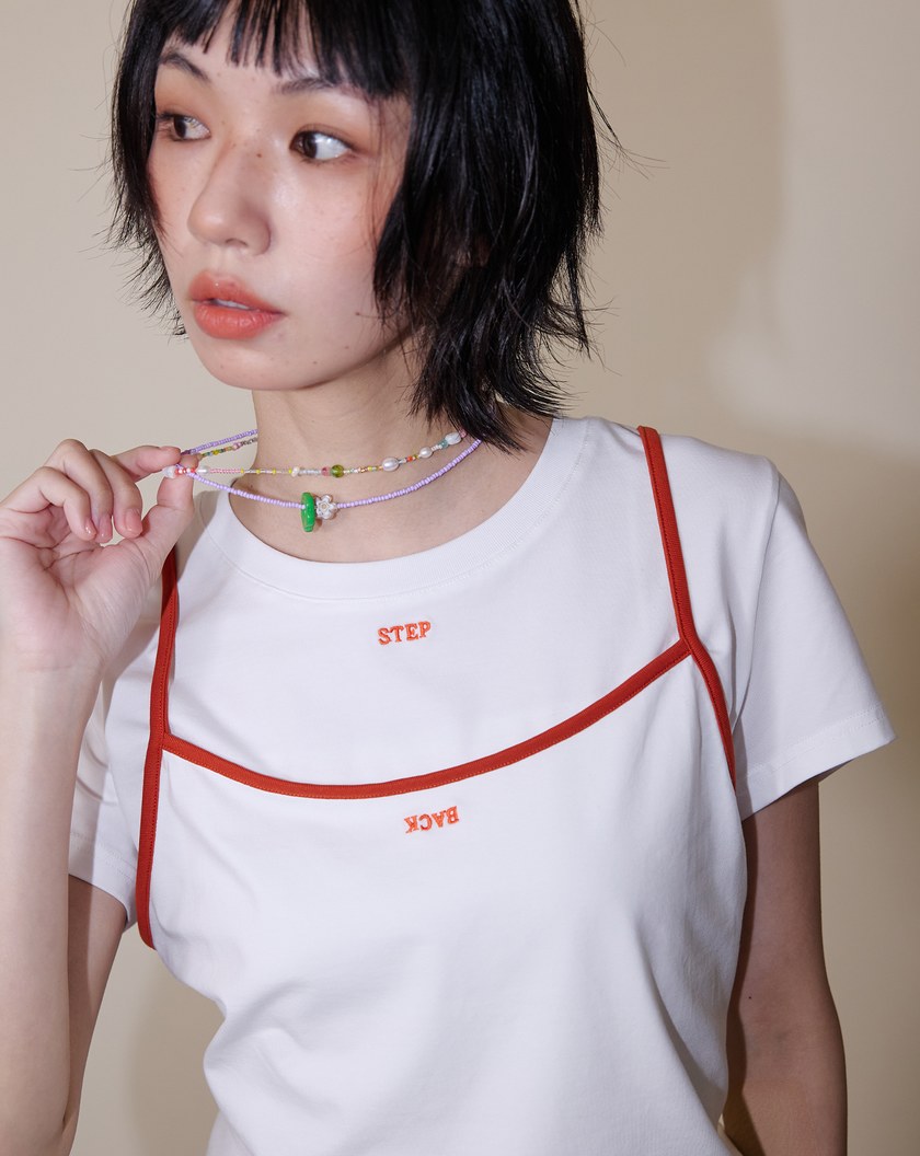 A｜撞色滾邊假兩件合身涼感上衣(兩色)