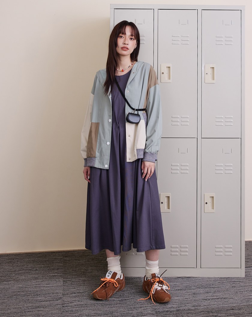 ➤色塊拼接廓型連帽外套(兩色)