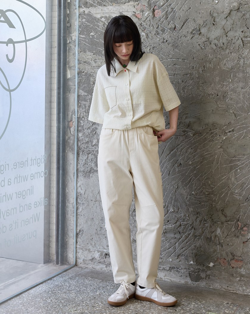 小蛋糕抓褶格紋抗皺短袖襯衫(兩色)