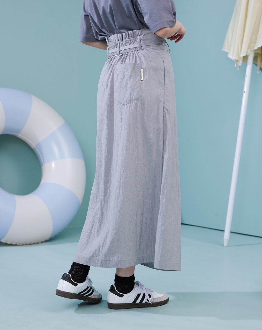 涼感天絲側釦裙片長裙(兩色)