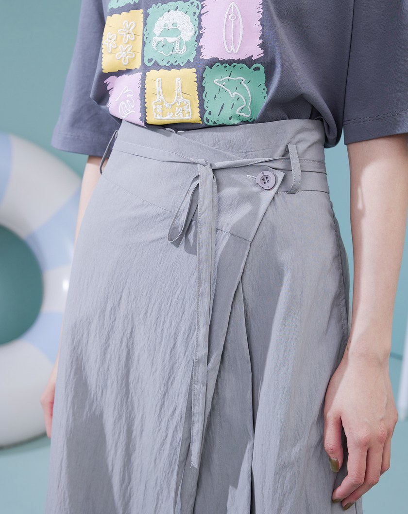 涼感天絲側釦裙片長裙(兩色)