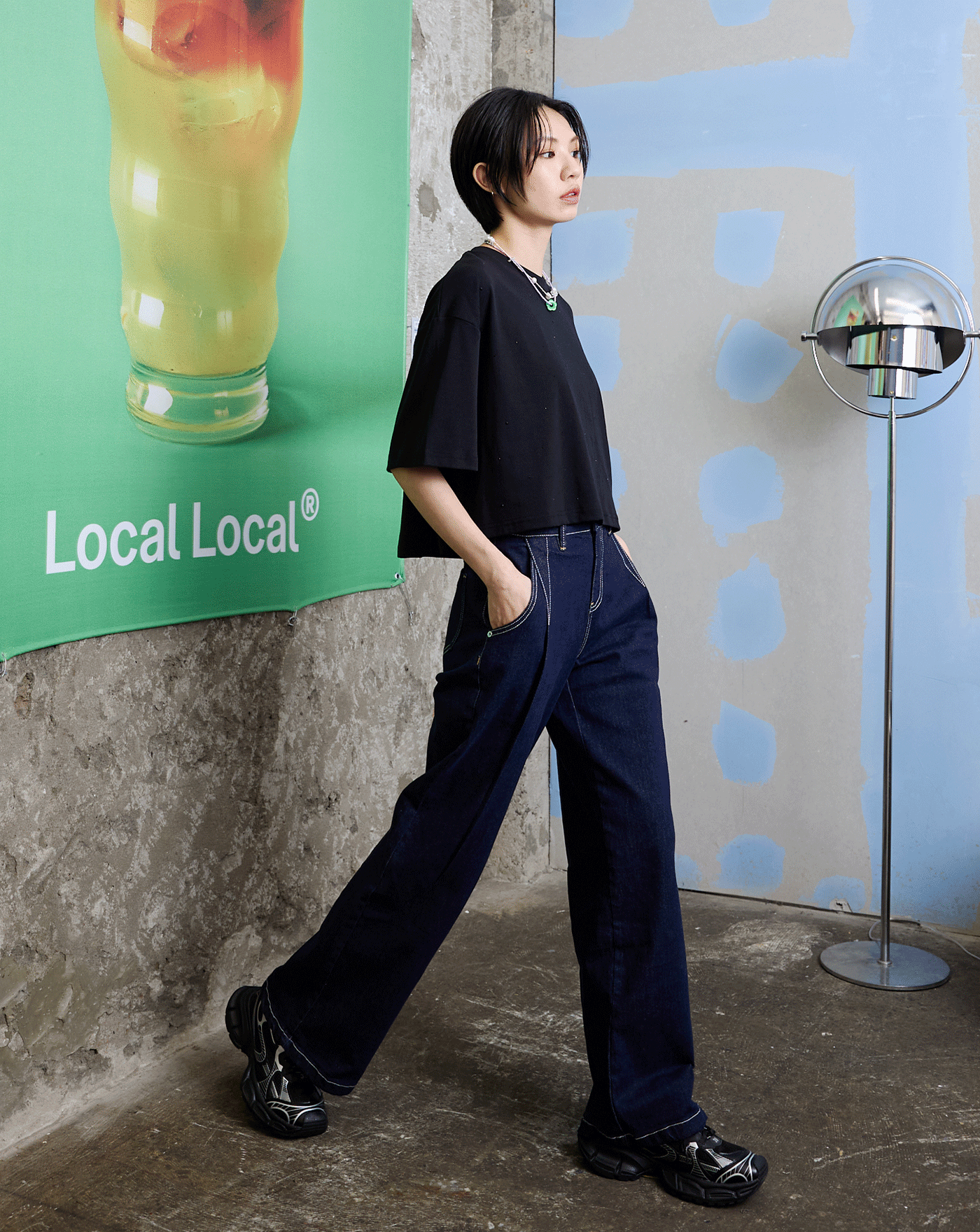 【預購】◢3.0 零著感Q彈打褶牛仔寬褲(深藍)