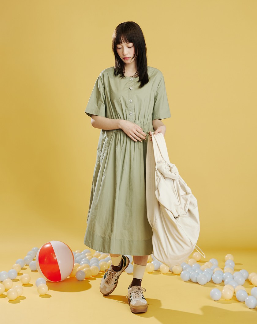 飄逸感鬆緊造型純棉洋裝(兩色)
