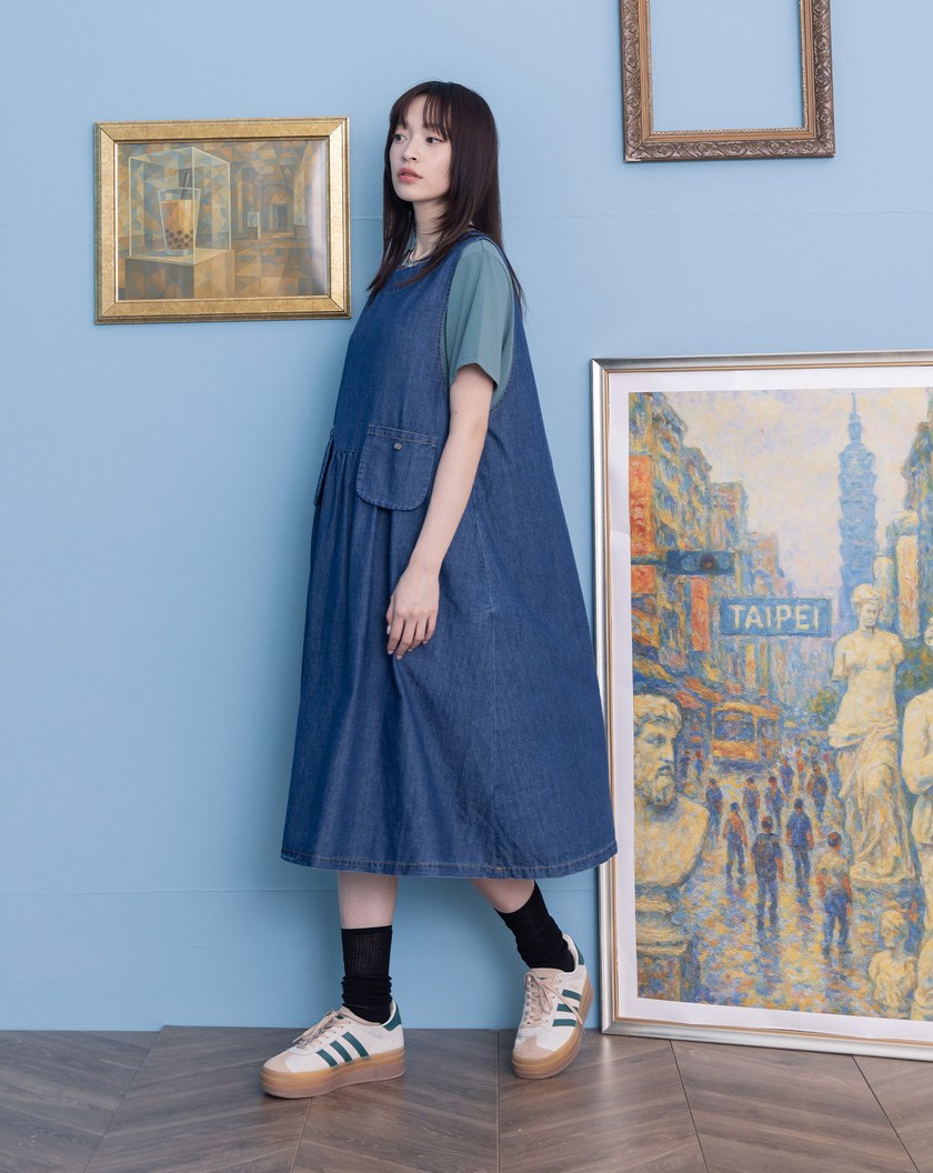 ➤口袋造型牛仔背心洋裝(兩色)
