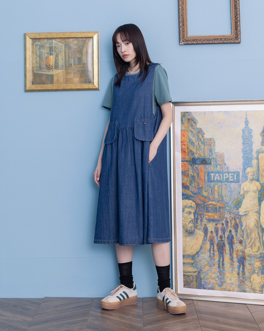 ➤口袋造型牛仔背心洋裝(兩色)