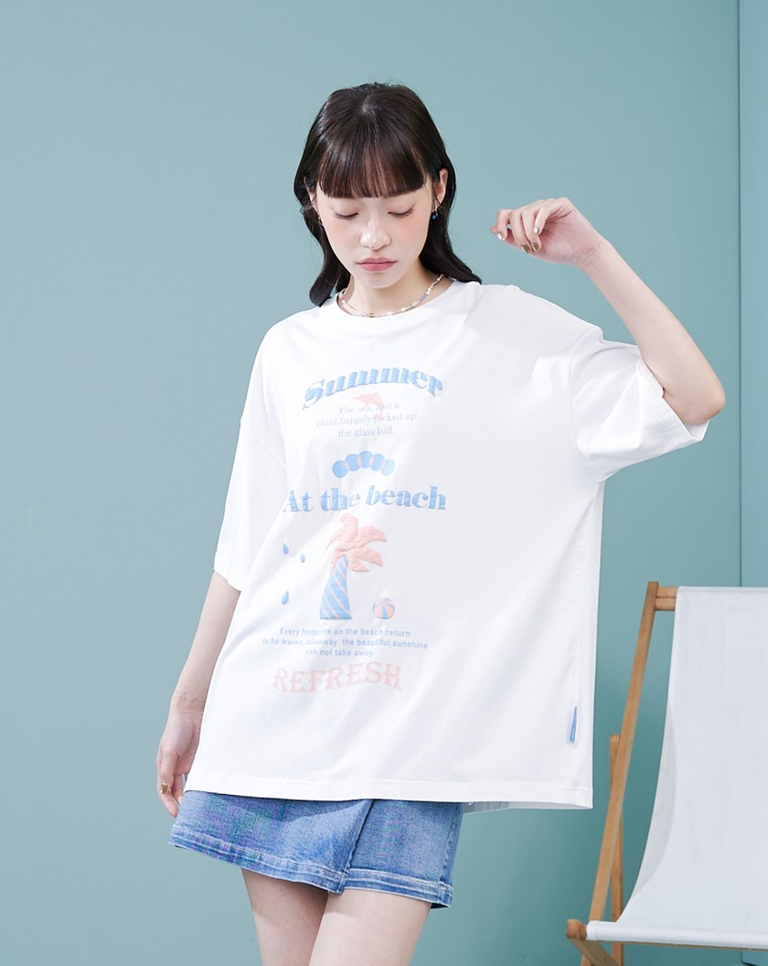 夏日椰子樹oversize涼感T恤(兩色)