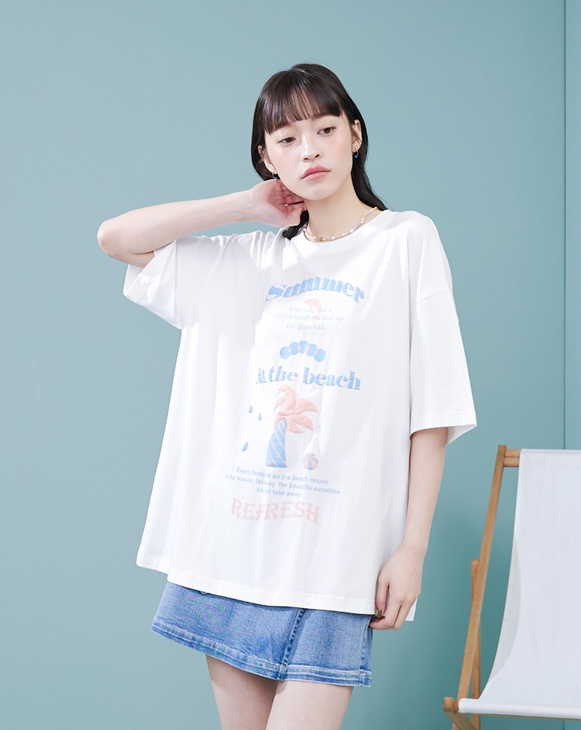 夏日椰子樹oversize涼感T恤(兩色)