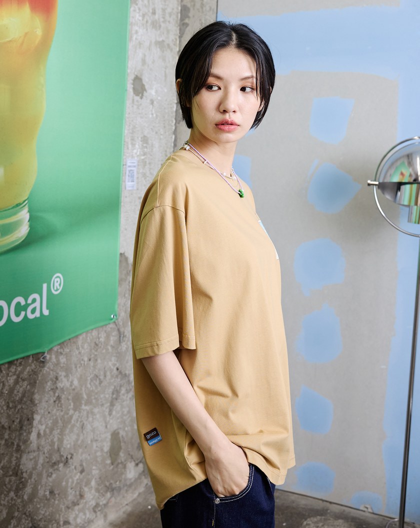 ➤出遊拍立得印花寬鬆純棉T恤(兩色)