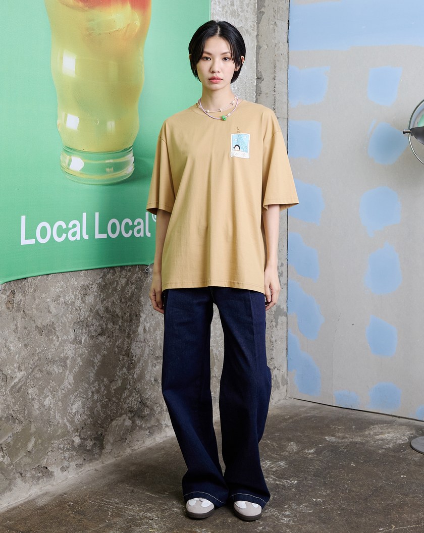 ➤出遊拍立得印花寬鬆純棉T恤(兩色)