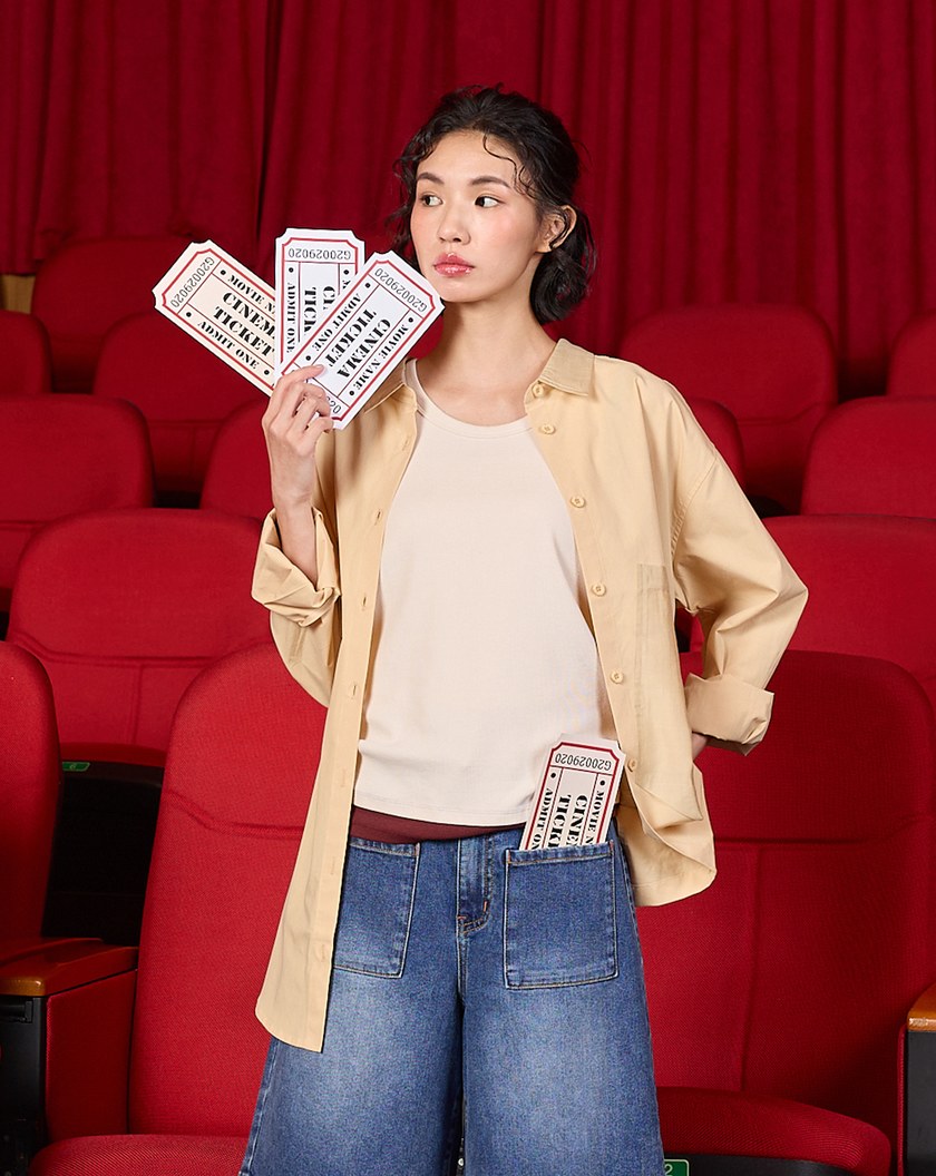 口袋電影票天絲棉長袖襯衫(兩色)