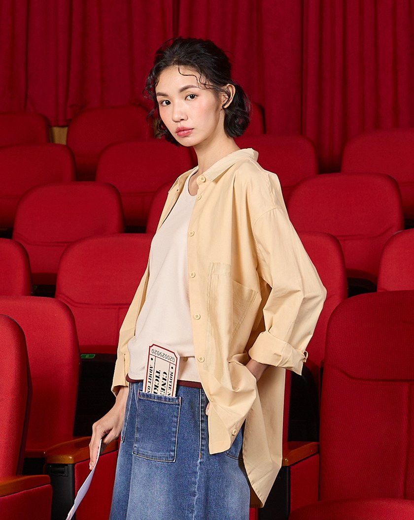 口袋電影票天絲棉長袖襯衫(兩色)