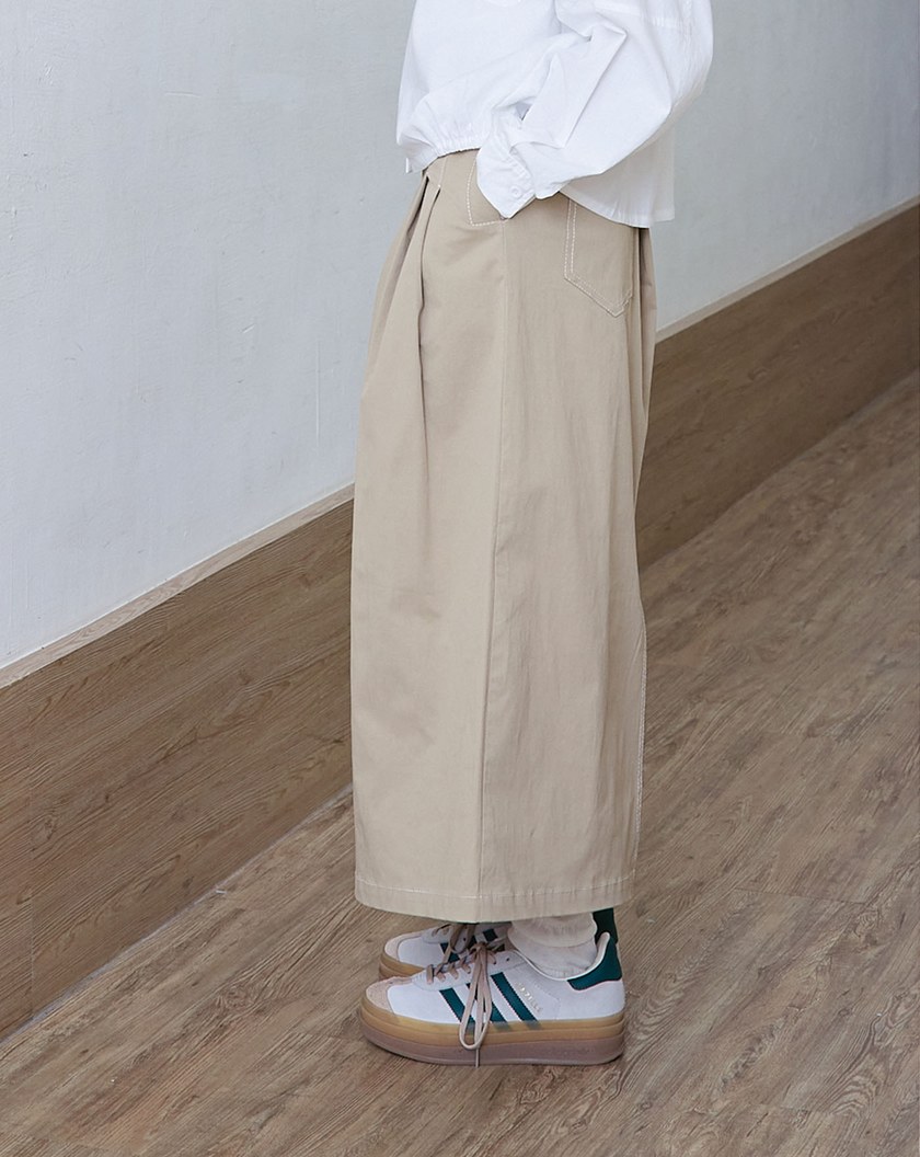 造型打褶開衩A字裙(兩色)