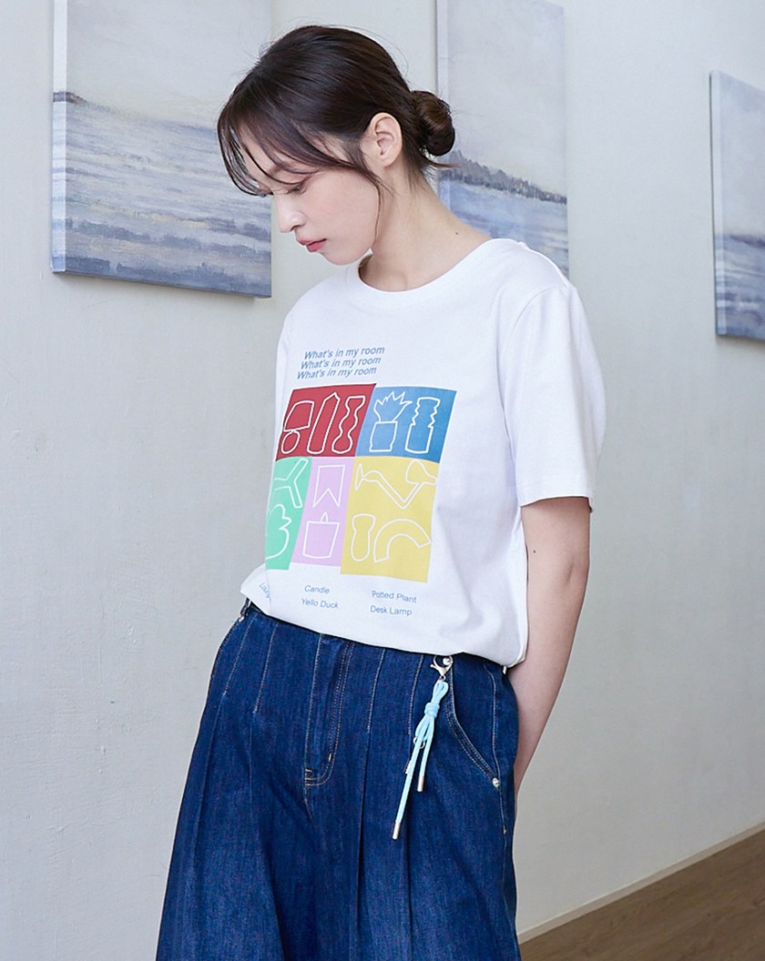 家居色塊植絨圖案T恤(兩色)