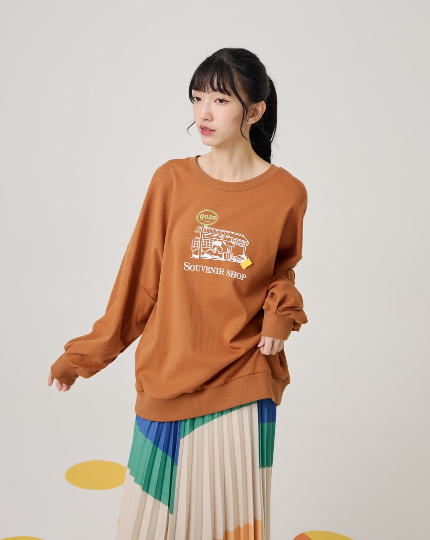 ➤gozo小店舖印花大學T(兩色)