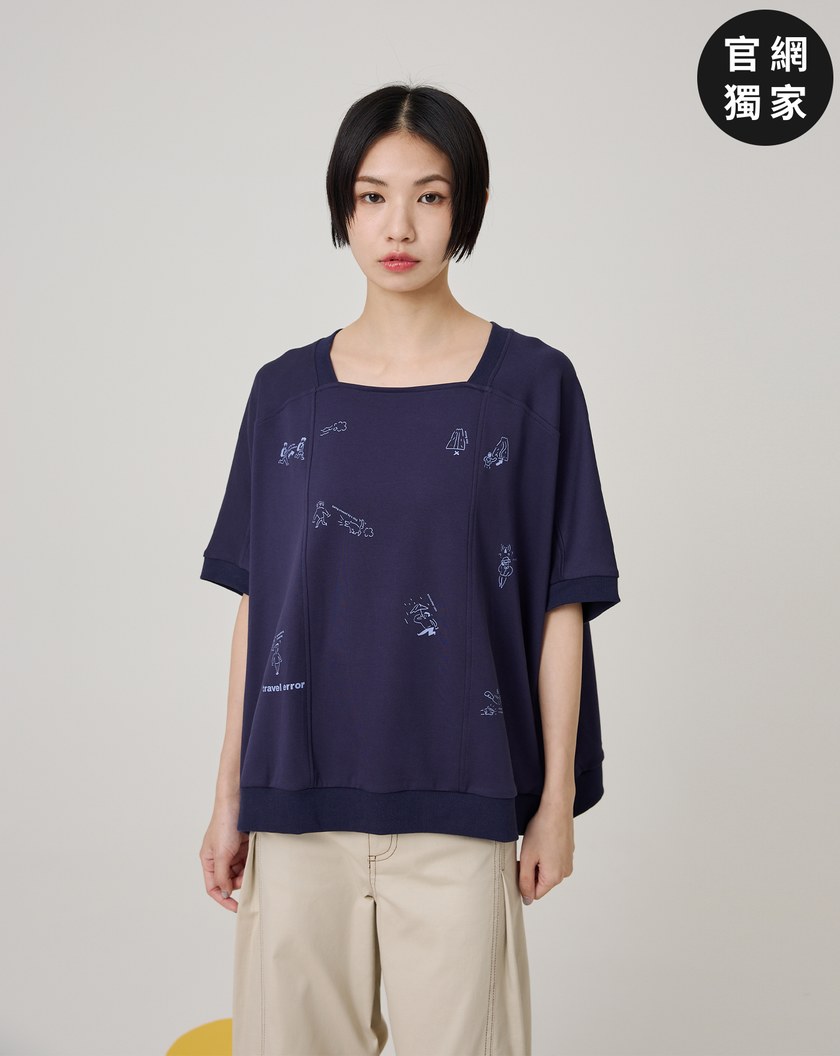 ➤旅行error印花寬鬆連袖T恤(兩色)