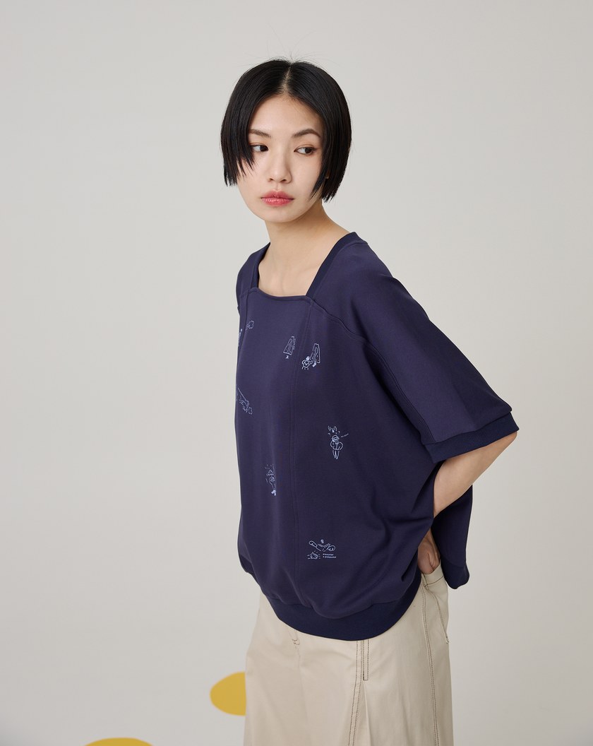 ➤旅行error印花寬鬆連袖T恤(兩色)