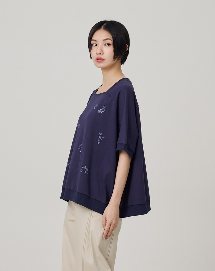 ➤旅行error印花寬鬆連袖T恤(兩色)