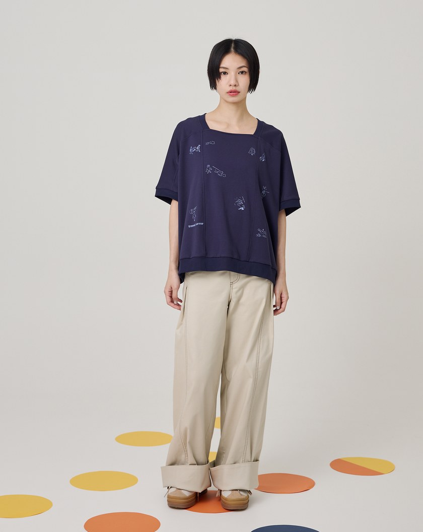 ➤旅行error印花寬鬆連袖T恤(兩色)