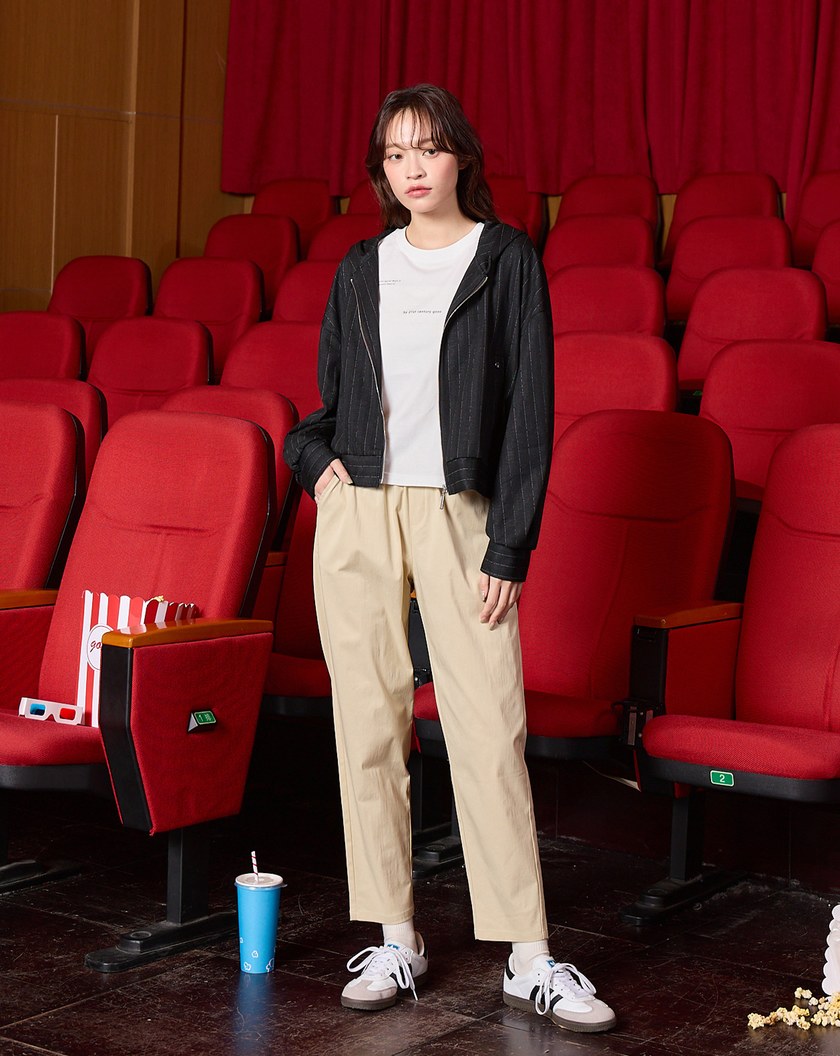 ➤條紋針織連帽拉鍊外套(兩色)