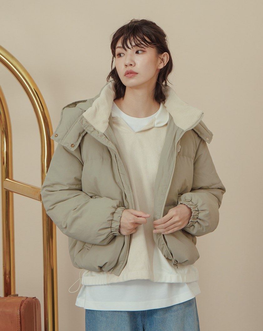 ➤撞色蓬蓬連帽羽絨外套(三色)