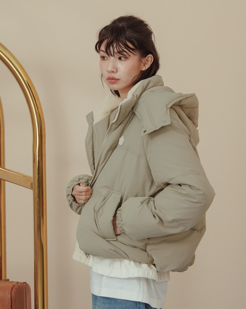 ➤撞色蓬蓬連帽羽絨外套(三色)