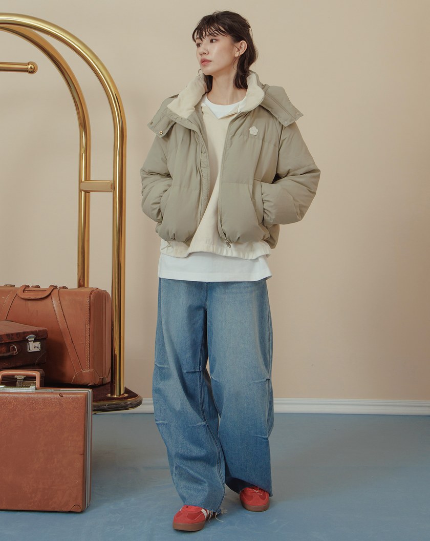 ➤撞色蓬蓬連帽羽絨外套(三色)