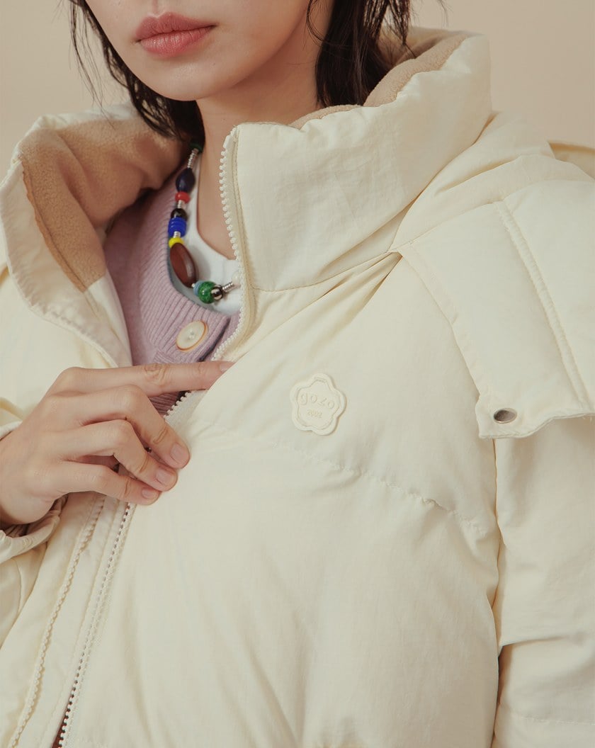 ➤撞色蓬蓬連帽羽絨外套(三色)